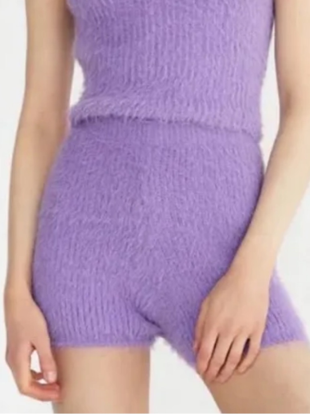 Zara fuzzy purple high-waisted knit biker shorts small